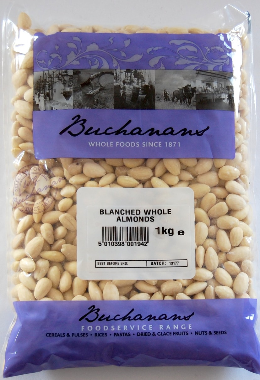 A picture of Buchanans Whole Almonds Blanched 1kg