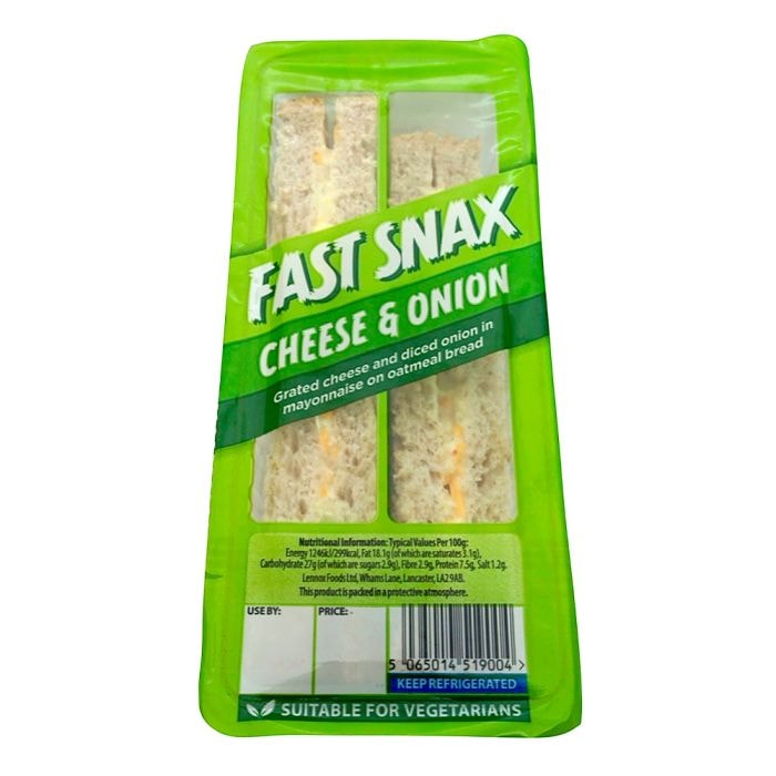A picture of Fast Snax Cheese & Onion Sandwich 144g