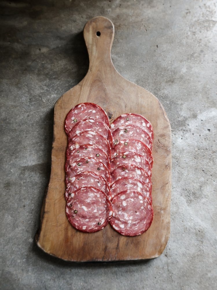 A picture of G Glen Pork & Venison Salami Sliced