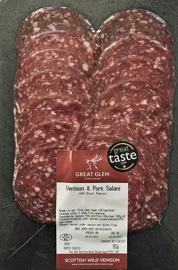 A picture of G Glen Black Pepper Pork & Venison Salami