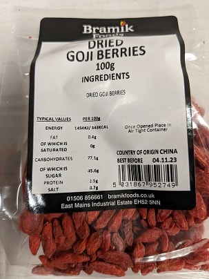 A picture of Bramik Goji Berries 100g